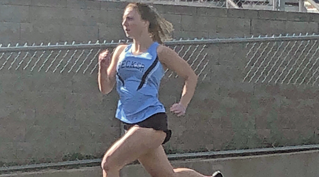 CASSIDY PLEOGER won the 100 meter race last Thursday at Pierz. (Submitted Photo)