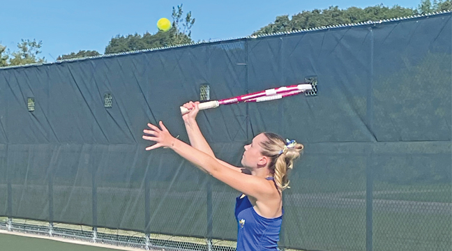 Kaelyn Dietz serves her shot during recent play. (Submitted Photo).