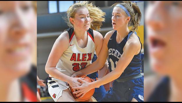 ALAYNA LINDQUIST battled Alexandria’s Lilly Horn during Wednesday’s first round game. (Submitted Photos)