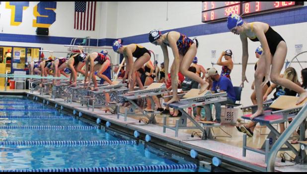 Becker High School Swimmers at last Thursday’s meet with Big Lake. (Submitted Photo)