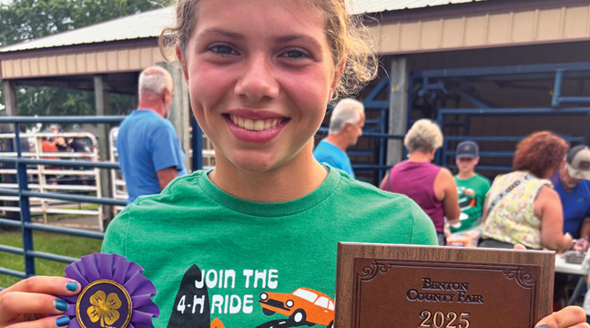 TWO OF THE STARS of the Benton County Fair exhibitors were Abrielle Lyon (this photo) and Cade Barringer (next photo). (Submitted Photo).