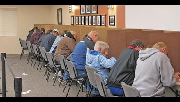 Voting booths at Clear Lake City Hall were filled with voters throughout the day Tuesday. (Photo by Penny Leuthard)