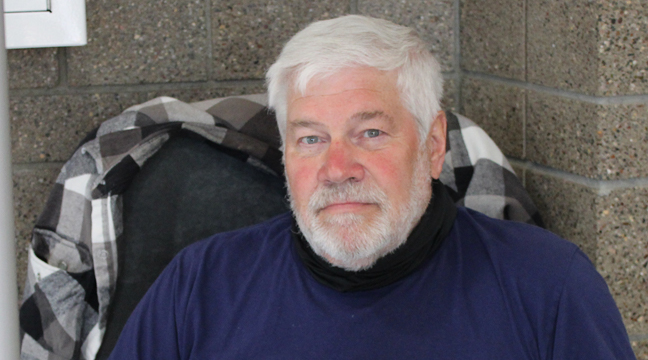 LONNY SEELEY was a volunteer at the election, helping to direct voters. (Photo by Katherine Cantin.)