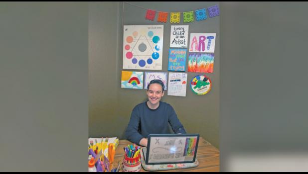 CLEARVIEW ART TEACHER Anna Barton in her distance learning workspace. (Submitted Photo)