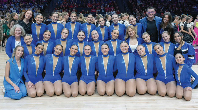 THE BECKER 2025-26 DANCE TEAM finished eighth at state last weekend while Coach Nadia Fischer-Danzeisen was named 4AA Head Coach Kick Coach of the Year. (Submitted Photo).
