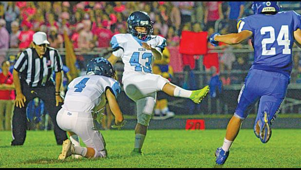 EMMA DOMKA has been a valuable asset to the Becker football team during the 2019 season. (Photo by Bill Morgan)