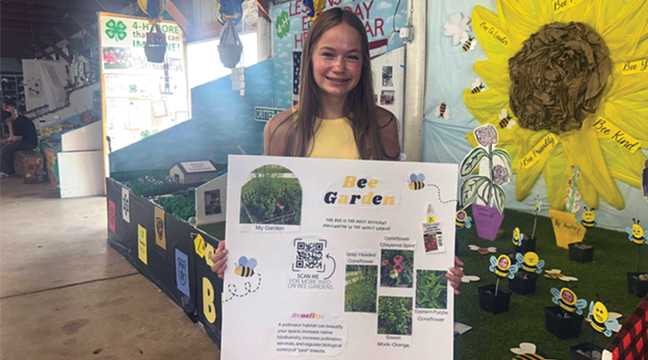 Ella Larsén, a member of St. Pats 4-H Club in Duelm, earned a grand champion purple ribbon and a trip to the Minnesota State Fair for her bee garden project she submitted to the Benton County Fair a few weeks ago. (Submitted Photos).