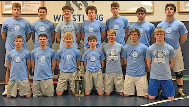 THE BECKER BULLDOGS WRESTLING TEAM came home with 12 place winners and took second place at the Delano Invitational Dec. 14. (Submitted Photo)