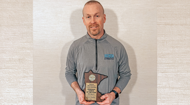 Congratulations to Gymnastics Assistant Coach, Brent Wuollet, on being named the State Class A Gymnastics Assistant Coach of the Year! BLHS appreciates and thanks Coach Brent for all of the time and work he has put into helping our gymnastics team be the best that they can be! (Submitted Photo).