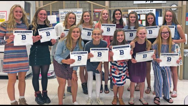 FIFTEEN MEMBERS OF THE GIRLS CROSS COUNTRY TEAM were awarded letters during their awards ceremony last Tuesday. Those included were (in no particular order): Lexi Dehmer, Callie Doucette, Grace Wilhelm, Grace Gregory, Abby Nelson, Adeline Kent, Bella Duncombe, Dani Nuest, Natasha Berthiaume, Nora Pilarski, Alexis Rose, Alexa Voller, Hannah Dierkes, Ella McDonald and Morgan Vee. (Submitted Photo)