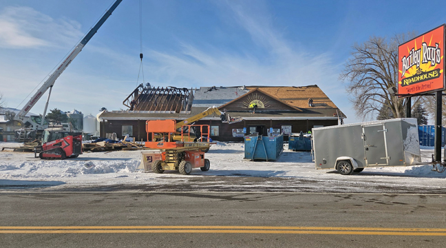 BAILEY RAY’S ROADHOUSE is currently being restored after a fire that halted business occurred in July. The owners hope the restaurant/bar will be open for business by springtime. (Submitted Photo).