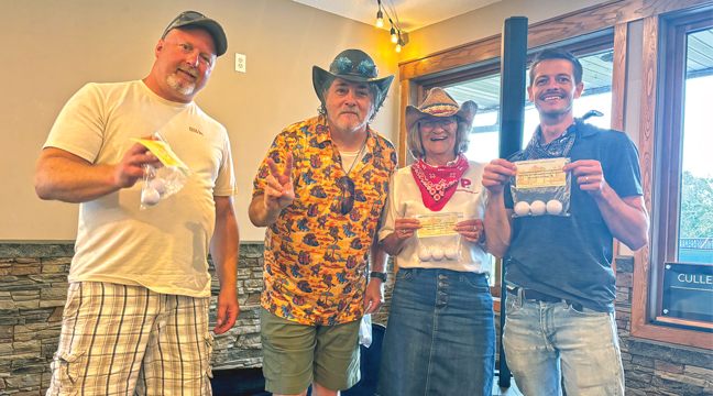 THE PATRIOT TEAM garnered last place for the second year in a row. The team consisted of Chris Meyer, Bill Morgan, Carol Hanson and Deven Haas. (Submitted Photo).