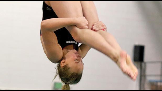 EMI QUILL won three of four events she competed in last weekend and continues to move up in program history with her talents. (Photos from CSB website).