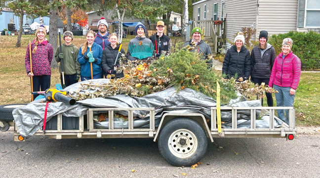 Becker Robotics group had about a dozen volunteers raking and disposing of leaves and debris. (Submitted Photo).