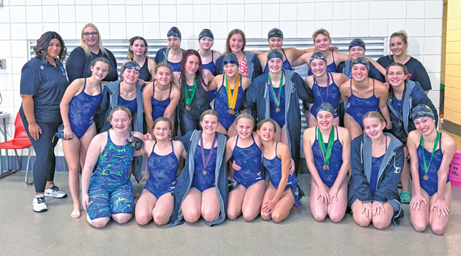 THE BIG LAKE 2025 SWIM/DIVE TEAM finished in fifth place with numerous athletes finishing in the top eight in several categories. (Submitted Photo).