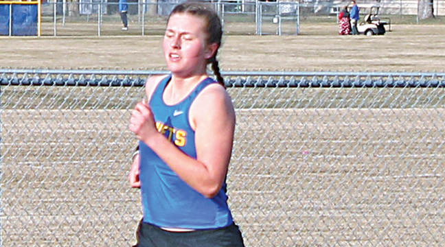 Campbell Slattery  finished second in the 800 meters in 2:44.59 and third in the 1600 in 5:56.02. (Photo by Ken Francis.)