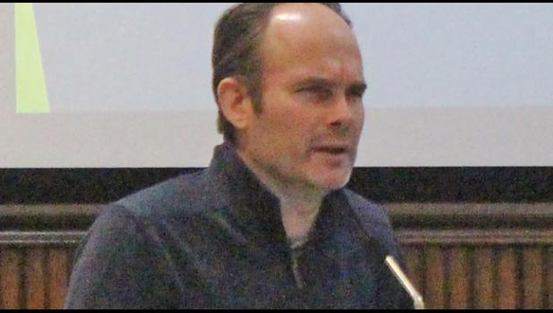 Planner Ben Wikstrom fielded questions from the board in regards to accessory structures and the use of shipping containers as storage. (Photo by Mark Kolbinger)